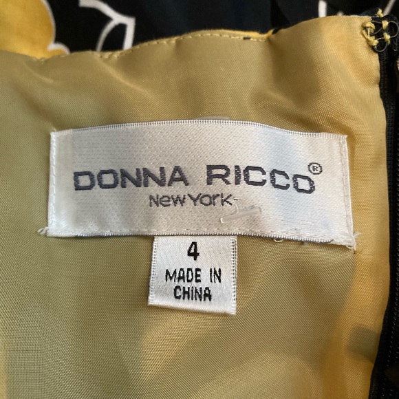 VINTAGE: halter dress, floral, black and yellow, 4 - Picture 3 of 4